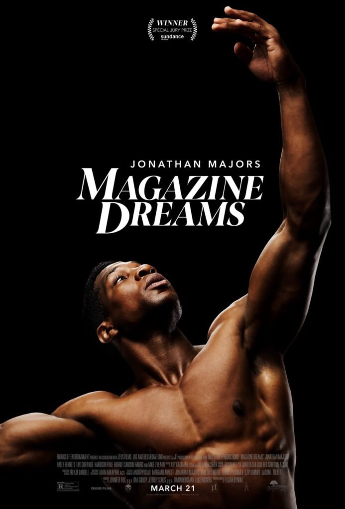"Image courtesy of Magazine Dreams (2023), Directed and Written by Elijah Bynum. Featuring Jonathan Majors as Killian Maddox. Produced by Dan Gilroy and Released by Briarcliff Entertainment ."